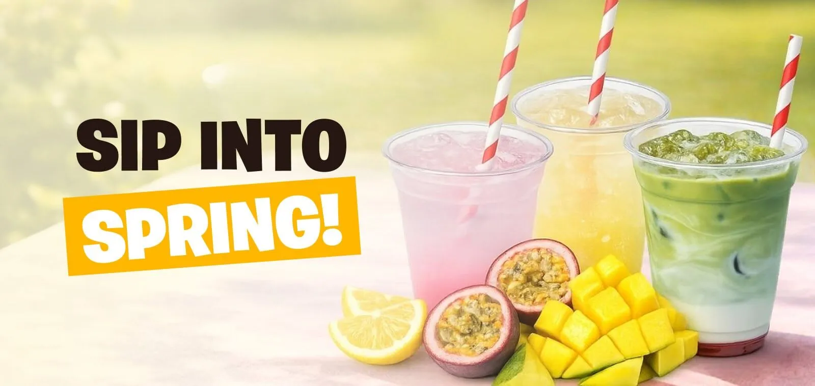 Sip into Spring with Wenzel's - 3 chiller drinks on a table with fruit in front of them