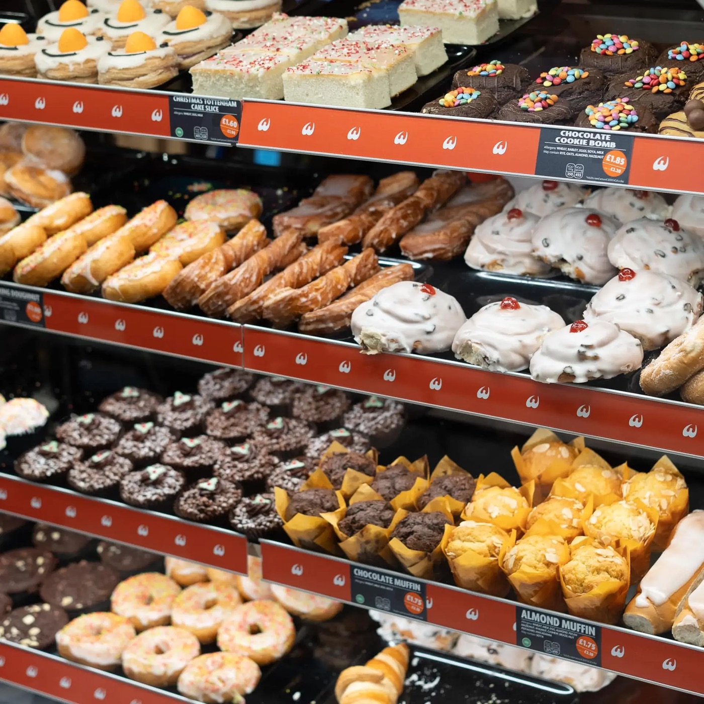 Pastry and cake display in a Wenzel's shop