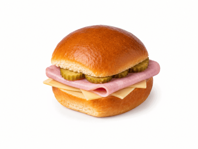 Ham, Cheese and Gherkin Brioche